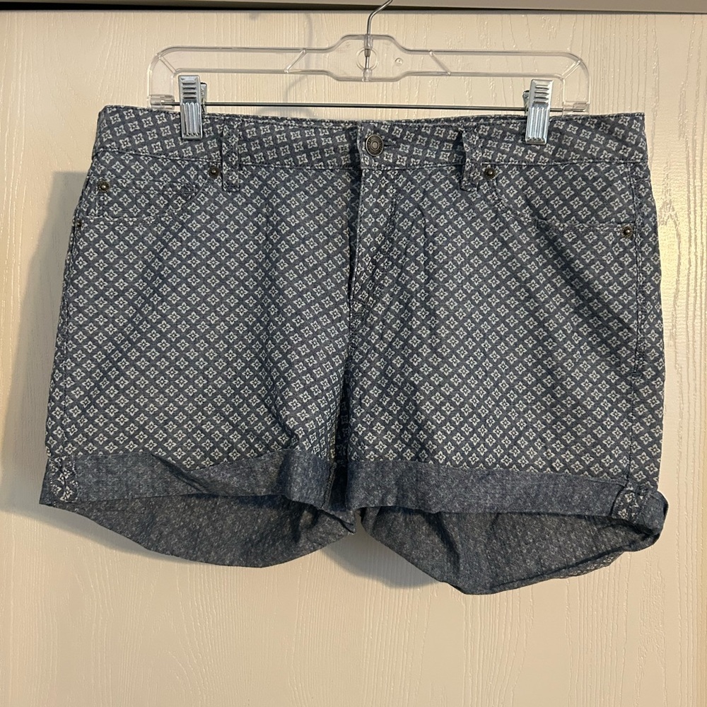 LOFT | Blue Floral Denim Shorts | Size 8